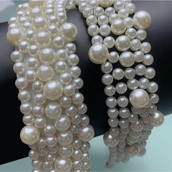 Felt Hat Pearl Decoration Adornment ONLY Stretch Over Hat - Picture 4 of 7